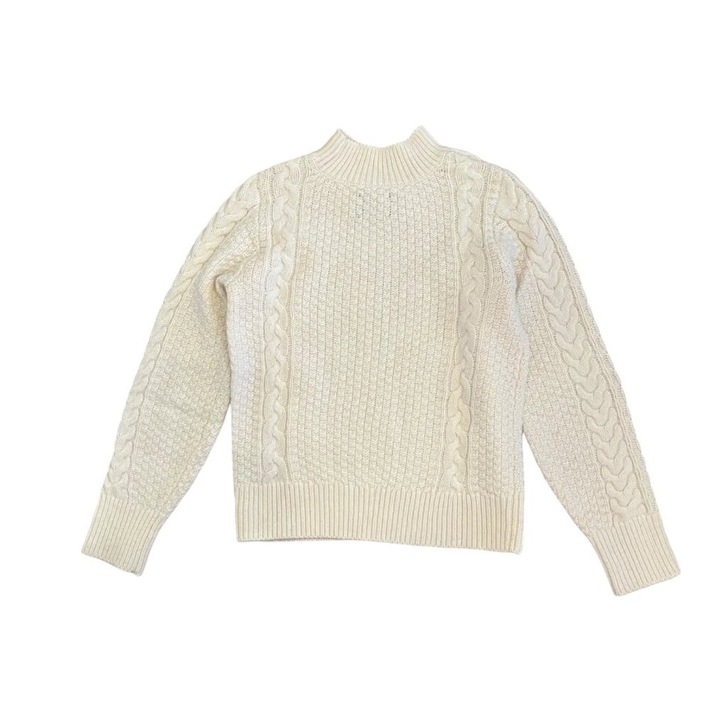 Abercrombie & Fitch Mock Neck Cable Knit Sweater S Cream - Picture 7 of 7